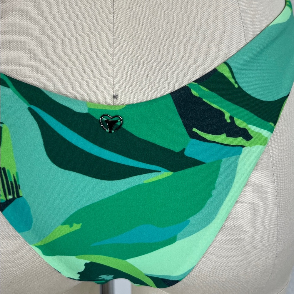 ASOS Candypants Tropical Monstera Leaf Halter Cheeky X Cross Strap Swimsuit Bath - Picture 7 of 9